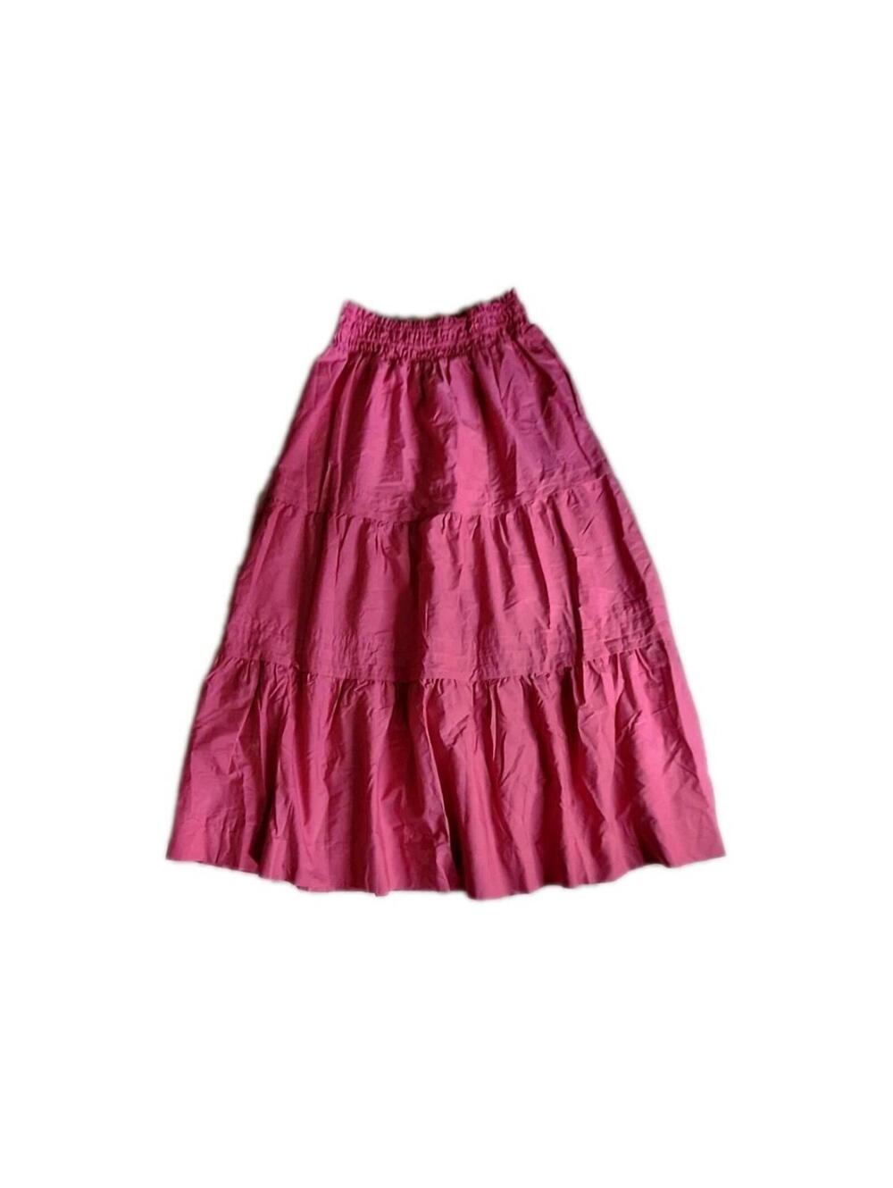 Anthropologie The Somerset Poplin Tiered Maxi Skirt Pink Smocked Pocket XXS NWT - Picture 2 of 13